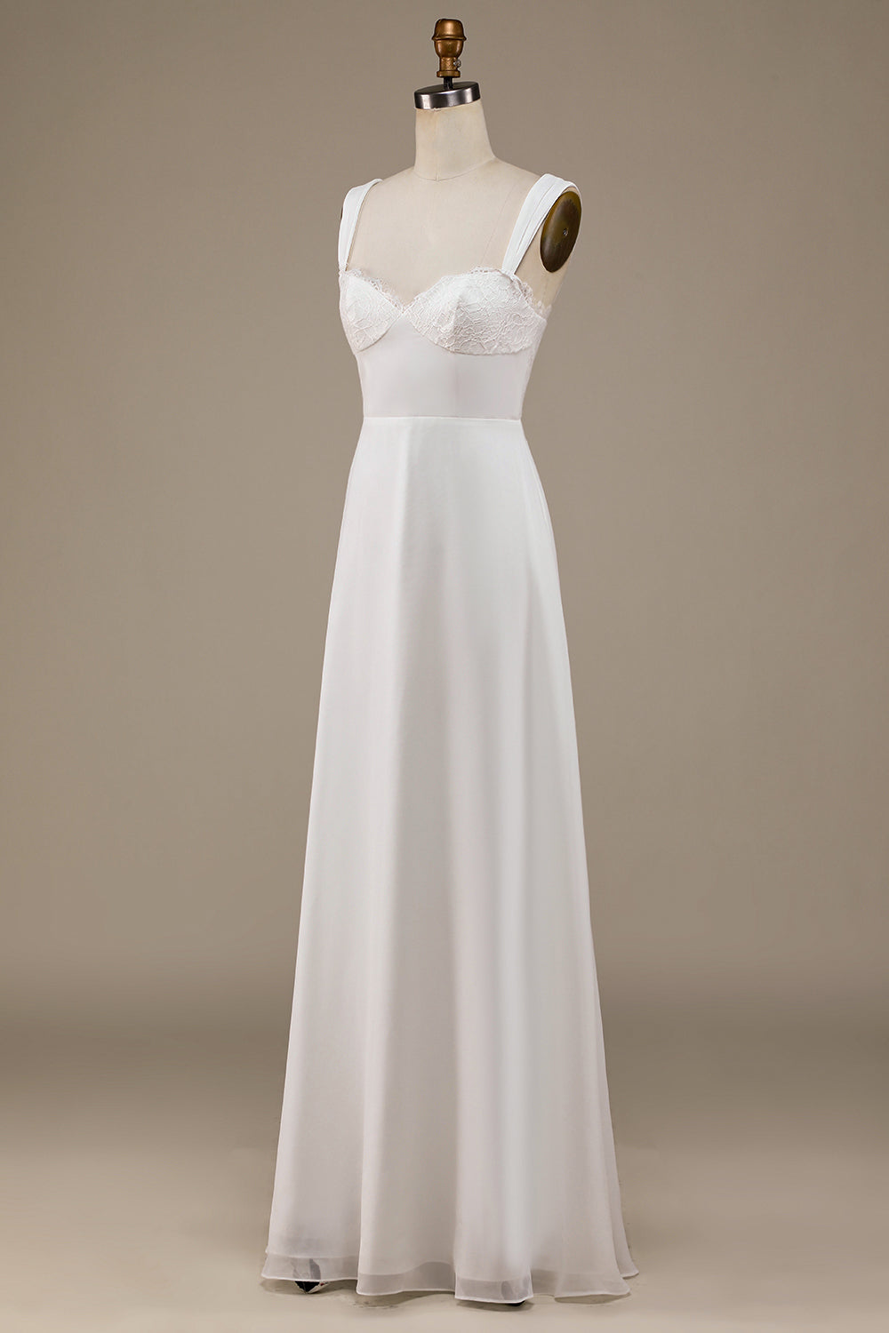 Robe de mariée bohème ivoire à encolure dégagée et en dentelle